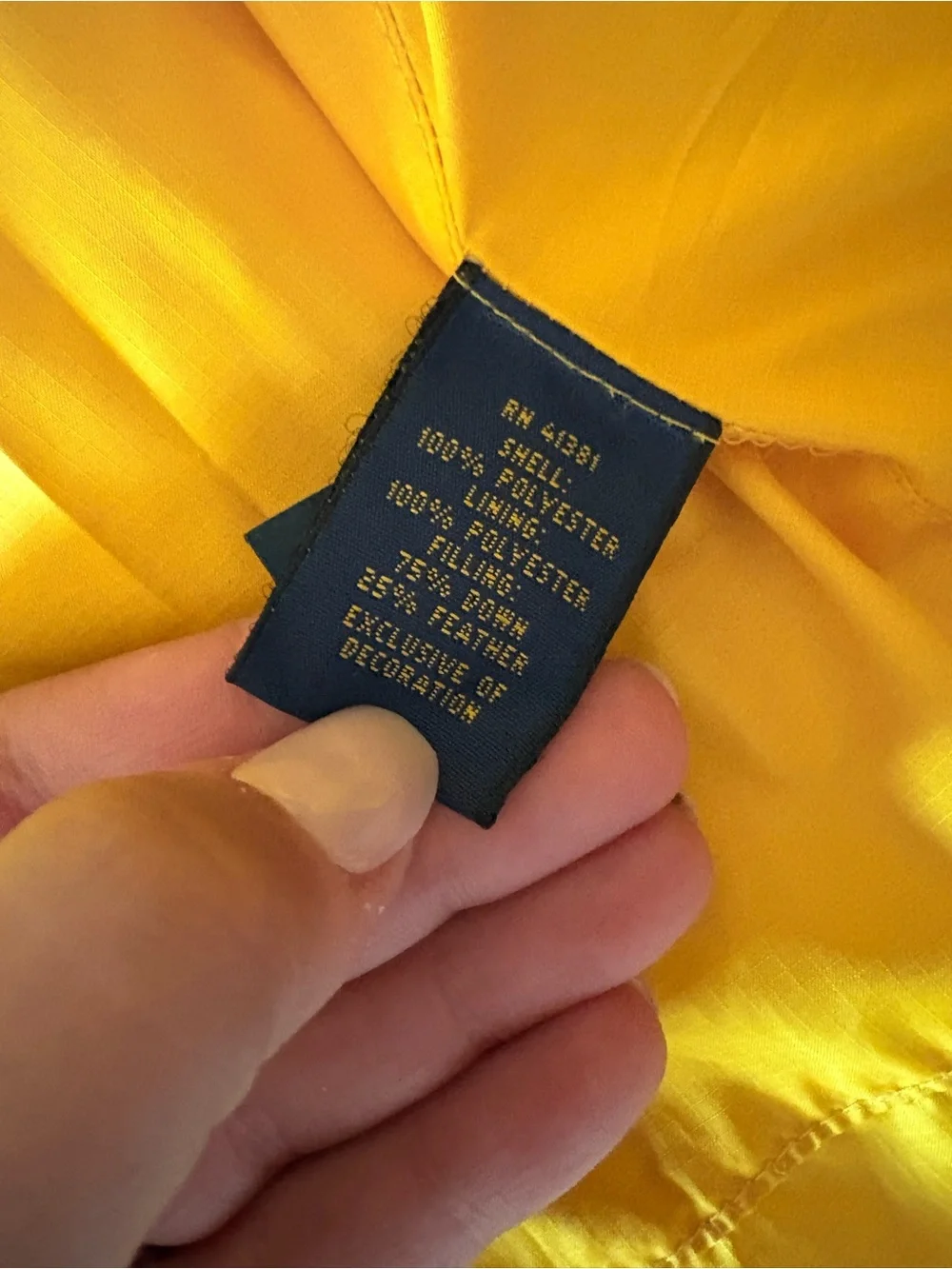 Ralph Lauren Black Puffer Jacket with Yellow Lining